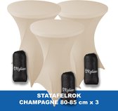 Statafelrok Champagne x 3 – ∅ 80-85 x 110 cm - Statafelhoes met Draagtas - Luxe Extra Dikke Stretch Sta Tafelrok voor Statafel – Kras- en Kreukvrije Hoes