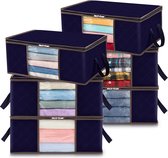 6-pack 35L opbergtas, opbergdoos voor onder het bed Kledingopslag, opvouwbare verhuisdozen met doorzichtig venster voor dekbedden, kleding, dekens, T-shirts, kledingkast, blauw