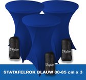 Statafelrok Blauw x 3 – ∅ 80-85 x 110 cm - Statafelhoes met Draagtas - Luxe Extra Dikke Stretch Sta Tafelrok voor Statafel – Kras- en Kreukvrije Hoes