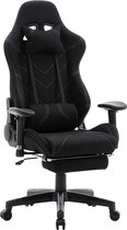 Gaming stoel May - Met voetsteun - Zwart stof - Gamestoel - Chair - Ergonomische bureaustoel - Verstelbaar - Chair