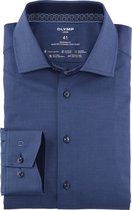 OLYMP 24/7 modern fit overhemd - herringbone - marine blauw (contrast) - Strijkvriendelijk - Boordmaat: 41