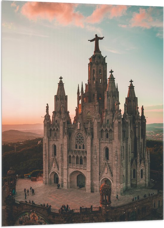 Vlag - Temple of the Sacred Heart of Jesus, Barcelona, Spanje - 70x105 cm Foto op Polyester Vlag
