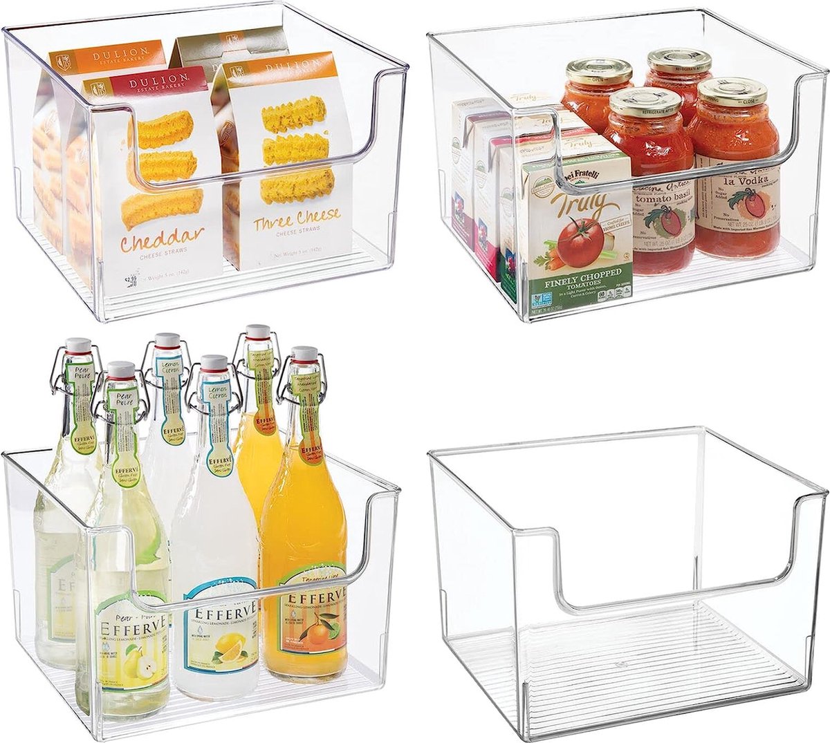 mDesign - Opbergbak - voorraaddoos - voor koelkast, schap, of keukenkast - plastic/rechthoekig/open bovenkant/met handvat - doorzichtig - per 6 stuks verpakt mDesign - Opbergbak - voorraaddoos - voor koelkast, schap, of keukenkast - plastic/rechthoekig/open bovenkant/met handvat - doorzichtig - per 6 stuks verpakt
