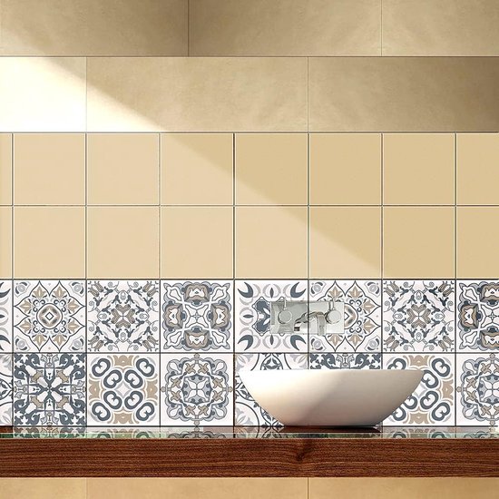 GRAZDesign Tegelstickers voor badkamer en keuken, turquoise met goud, plaktegels, zelfklevende badkamertegels beplakken, 10 x 10 cm, 30 stuks GRAZDesign Tegelstickers voor badkamer en keuken, turquoise met goud, plaktegels, zelfklevende badkamertegels beplakken, 10 x 10 cm, 30 stuks