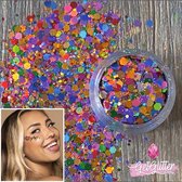 GetGlitterBaby® Chunky Festival Glitters voor Lichaam en Gezicht / Face Body Glitter Jewels Mix - Roze / Goud / Blauw / Groen / Oranje / Rood / Paars