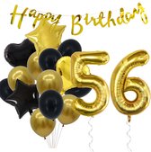 Snoes Ballonnen 56 Jaar Feestpakket – Versiering – Verjaardag Set Goldie Cijferballon 56 Jaar -Heliumballon