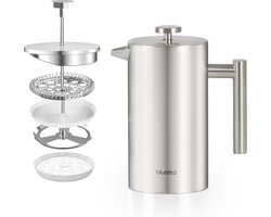 Blumtal French Press Koffiemaker – French Press RVS – French Press Dubbelwandig – Cafetiere – Verse Koffiemaker - 600 ml