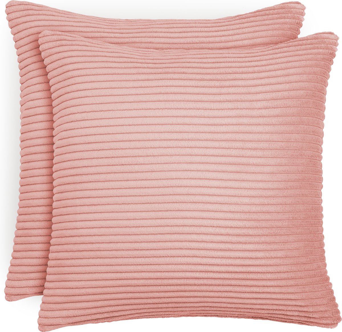 Blumtal Zachte Kussenhoes - Verstopte rits - Deco Kussen - Corduroy - 50 x 50cm - Roze - Set van 2