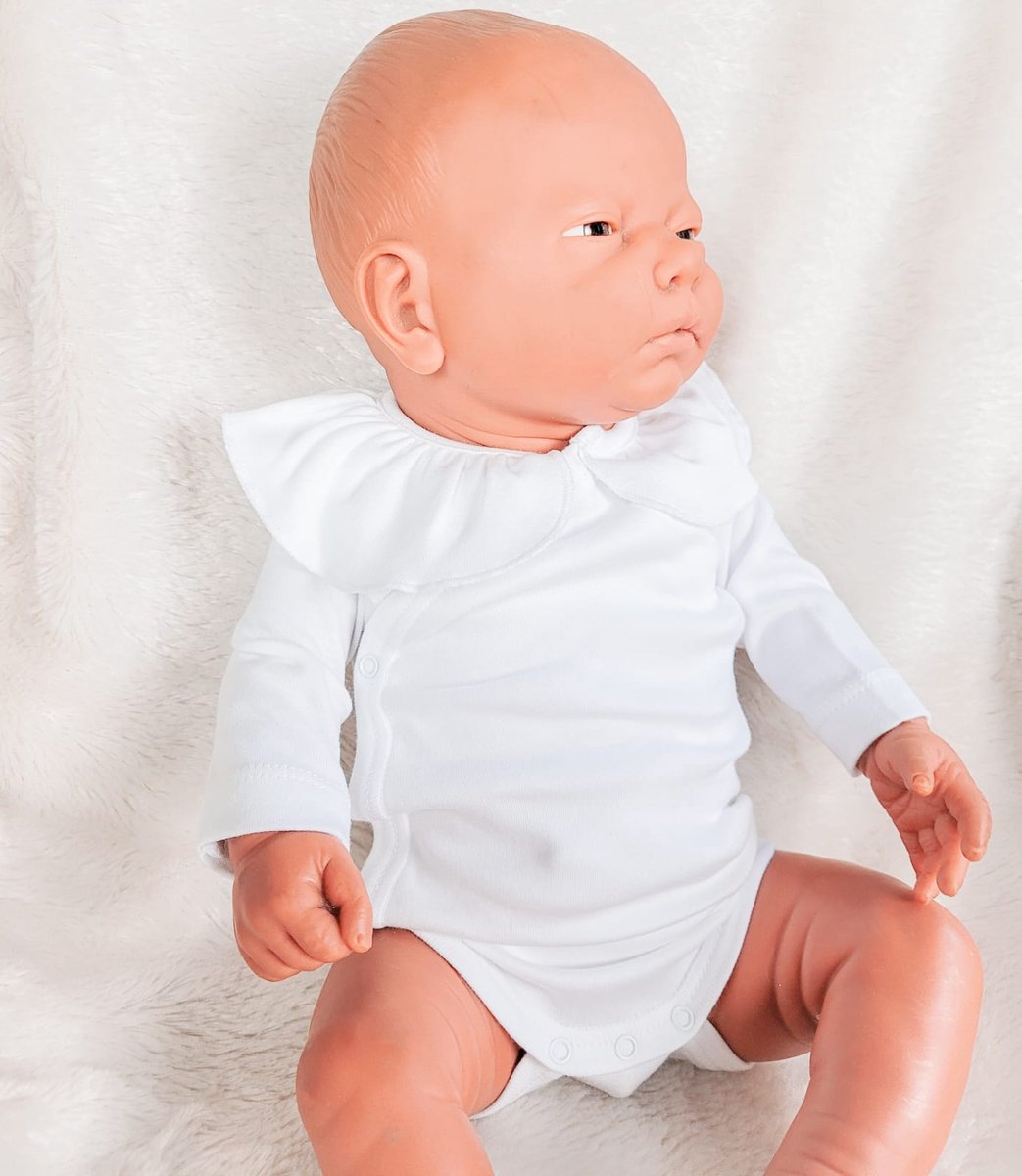 Romper babidu 1178 wit,overslag, ruche