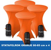 Statafelrok Oranje x 4 – ∅ 80-85 x 110 cm - Statafelhoes met Draagtas - Luxe Extra Dikke Stretch Sta Tafelrok voor Statafel – Kras- en Kreukvrije Hoes