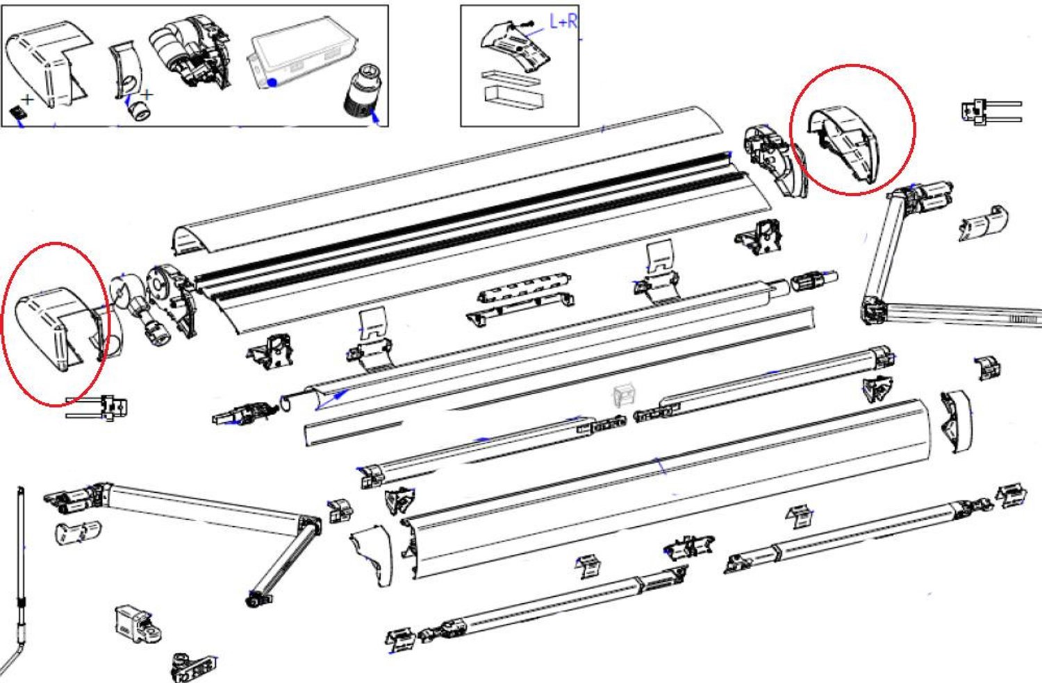 Thule 6300 Eindkap LH+RH Antraciet