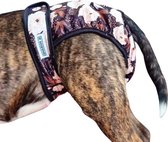 Sharon B - Loopsheidbroekje Beige bloem - Maat XL - Verstelbaar van 48 tot 69 cm - Bij Loopsheid - Incontinentie - Bij honden en Teefjes - Hondenluier - Beste kwaliteit