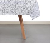 Raved Tafelzeil Driehoek Patroon  140 cm x  250 cm - Wit - PVC - Afwasbaar
