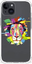 GSM Hoesje Geschikt voor iPhone 15 Leuk TPU Back Cover met transparante rand Lion Color