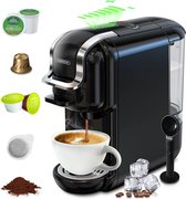 Hibrew Koffiezetapparaat – Senseo – 5-in-1 – Koffiemachine – Meerdere Capsules – Koffiepadmachine - Heet/Koud – 19Bar – 1450W – Zwart