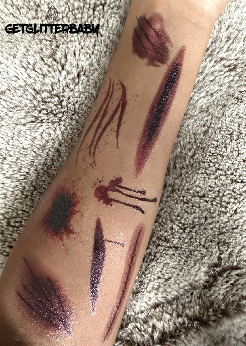 GetGlitterBaby® - Wonden Tattoos / Halloween Decoratie Versiering / Carnaval Schmink Make Up Plak Tattoo Bloed / Tijdelijke Tattoo / Nep Tatoeage - Wond / Wonden / Bloed — afbeelding 5
