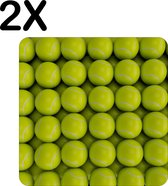 BWK Stevige Placemat - Tennis Ballen op een Rij - Set van 2 Placemats - 40x40 cm - 1 mm dik Polystyreen - Afneembaar