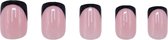 Boozyshop ® Nepnagels French Manicure Zwart - Plaknagels Black - 24 Stuks - Kunstnagels - Press On Nails - Manicure - Black & Pink - Nail Art - Plaknagels met Lijm - French Nails