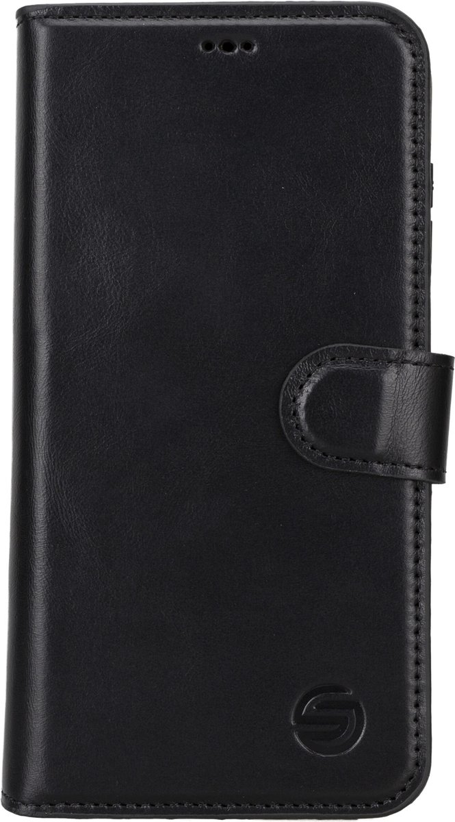 Geschikt Voor Samsung S23 Plus Hoesje Leer - Solidenz Bookcase S23 Plus Lederen - Echt leer - Telefoonhoesje Met Pasjeshouder - Top grain leather case cover - Zwart
