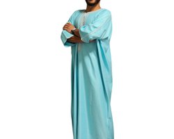Aqua Blauw Kandora Qamis Abaya - Marokkaanse traditionele Djellaba/kandora