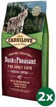 Carnilove duck / pheasant hairball kattenvoer 2x 6 kg