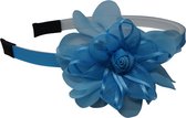 Jessidress® Haarband Chique Meisjes Haar diadeem met organza bloem - Blauw