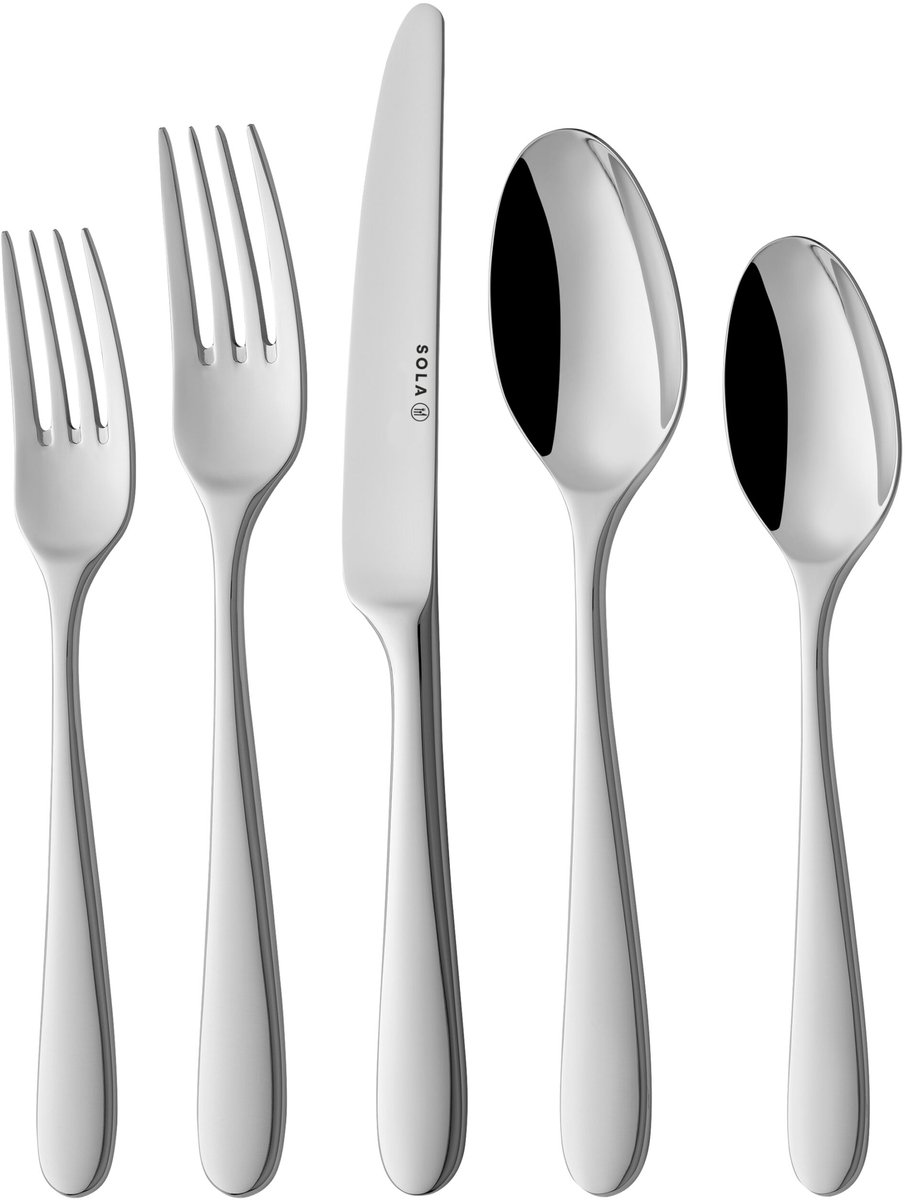 Sola Bestekset Nordica 6 Persoons - Signature - 50 delig - Vaatwasserbestendig - Zilverwit Edelstaal 18/10 - RVS - Zilver