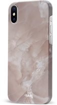 xoxo Wildhearts Marble Brown Sugar - Double Layer - Hard cover geschikt voor iPhone X / Xs hoesje - Siliconen marmer hoesje iPhone - Beschermhoesje geschikt voor iPhone X / Xs hoesje marmer - bruin