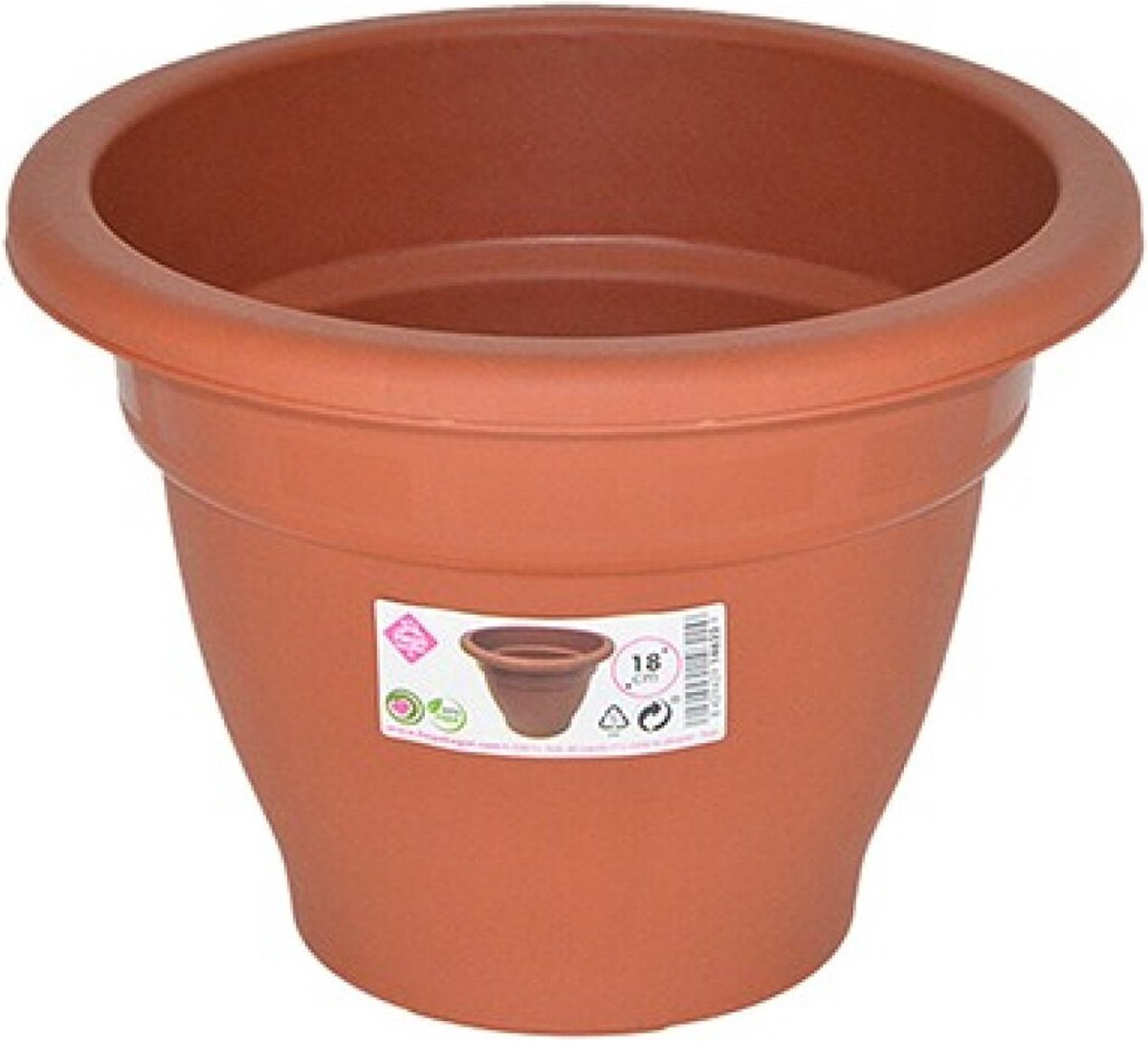 Hega Hogar Plantenpot/bloempot - D18 cm - terra cotta kleur - rond - kunststof