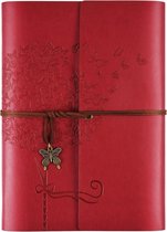 Lederen dagboek notitieboek, navulbaar schrijfdagboek dagboek planner voor vrouwen meisjes (rood, A5-9,3 "x 6,3")