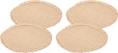 Chaks Placemats - 4x - D38 cm - gevlochten - beige - bohemian style