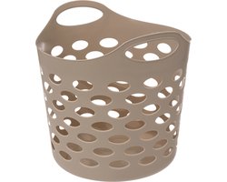 5Five Flexibele wasmand/opbergmand - rond - beige - 28 liter - D40.5 x H38 cm