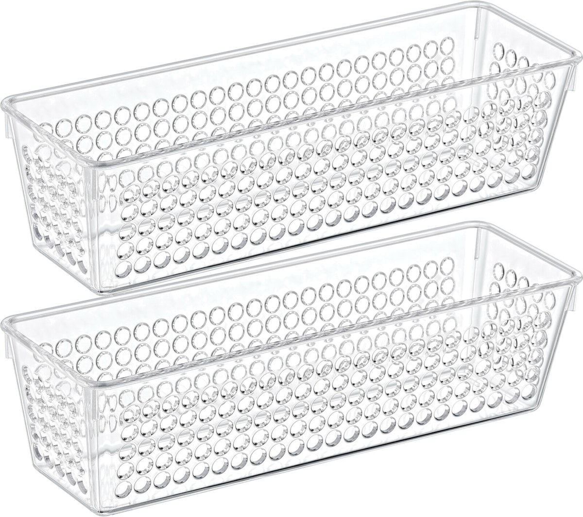 Storage Solutions Organizer/opbergmandje - 2x - kunststof - transparant - 0.8L - 23 x 7.5 x 6 cm