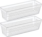 Storage Solutions Organizer/opbergmandje - 2x - kunststof - transparant - 0.8L - 23 x 7.5 x 6 cm