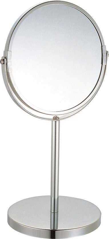 Foto: Msv make up spiegel 2 zijdig 3x vergrotend op stevige voet chrome zilver dia 17 cm