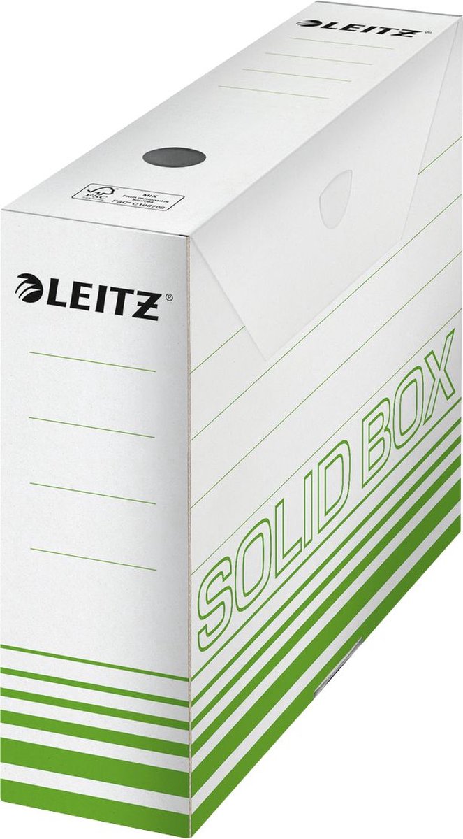 Archiefdozen Solid Box 6127 - FSC gerecycled karton - rug 80 mm - diverse kleuren - 10 stuks - Leitz