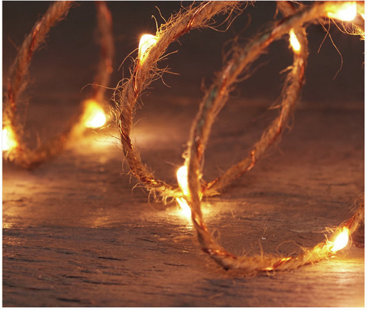 Anna Collection Touwverlichting - jute - met 20 lampjes - warm wit - 100 cm - timer