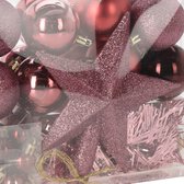 Christmas Decorations kerstversiering set 54st -roze -voor kleine boom