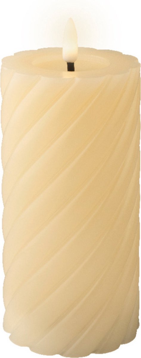 Lumineo Luxe LED kaars/stompkaars - creme wit - D7,5 x H17 cm - timer