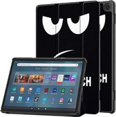 Case2go - Tablet hoes geschikt voor Amazon Fire Max 11 (2023) - Tri-Fold Book Case - Auto Wake/Sleep functie - Don't Touch Me