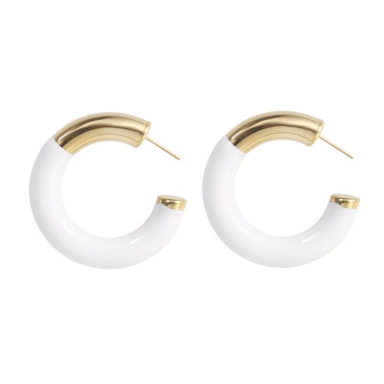 The Jewellery Club - Boucles d'oreilles Kylie blanc cassé - Boucles d' Boucles d'oreilles - Boucles d'oreilles femme - Boucles d'oreilles tendance - Acier inoxydable - Or - 4 cm