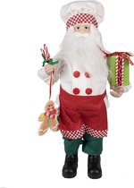 HAES DECO - Kerstman deco Figuur - Formaat 26x16x46 cm - Collectie: Who is Santa - Kleur Rood - Materiaal Textiel op kunststof - Kerst Figuur, Kerstdecoratie