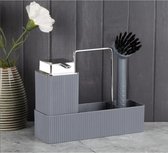 Homestar Zeep Pompje Set -Grijs - Dispenser Set - Hygiene Set - Badkamer Bak - Inclusief Schoonmaakborstel