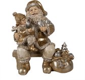 HAES DECO - Kerstman deco Figuur - Formaat 15x11x17 cm - Kleur Goudkleurig - Materiaal Polyresin - Kerst Figuur, Kerstdecoratie