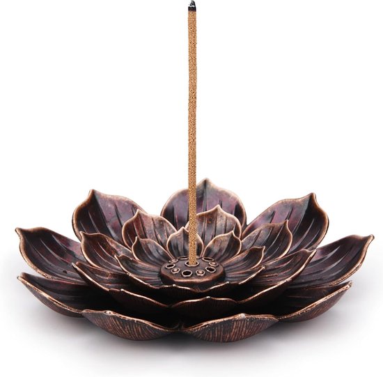 Wierookhouder "Lotus" met bloembladeren - voor wierookstokjes & wierookkegels - Wierookbrander Boedhisme