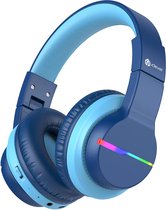 iClever - BTH12 - casque junior sans fil - limitation du volume - lumières LED RGB - microphone - pliable (bleu)