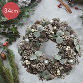 Couronne de Noël/couronne de pin avec boules et décoration 34 cm - Couronnes de pin/couronnes de porte Décoration de Noël