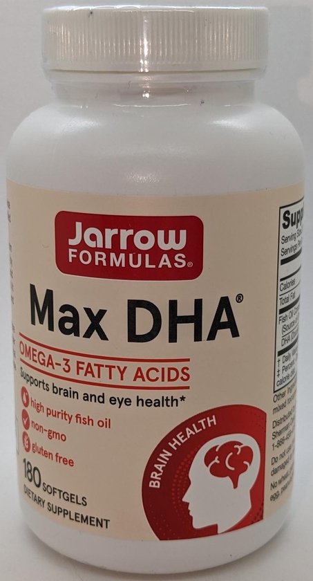 Max DHA, Hoog Geconcentreerde Omega-3 (180 Softgels) - Jarrow Formulas ...
