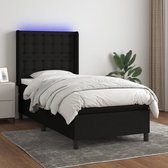 The Living Store Boxspring - zwarte LED bedframe met verstelbaar hoofdbord - 80x200 cm - pocketvering matras - huidvriendelijk topmatras - kleurrijke LED-verlichting