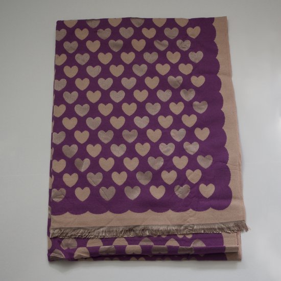 Bijoutheek Sjaal (Fashion) Hartjes patroon (190cm x 65cm) Paars